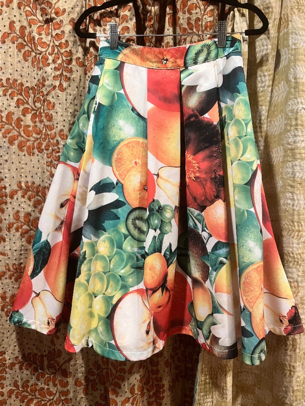 Fervour Modcloth Fruit Print Swing Full Skirt XS